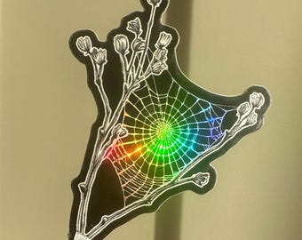 Holographic Spider Web Sticker: Cobweb Decal