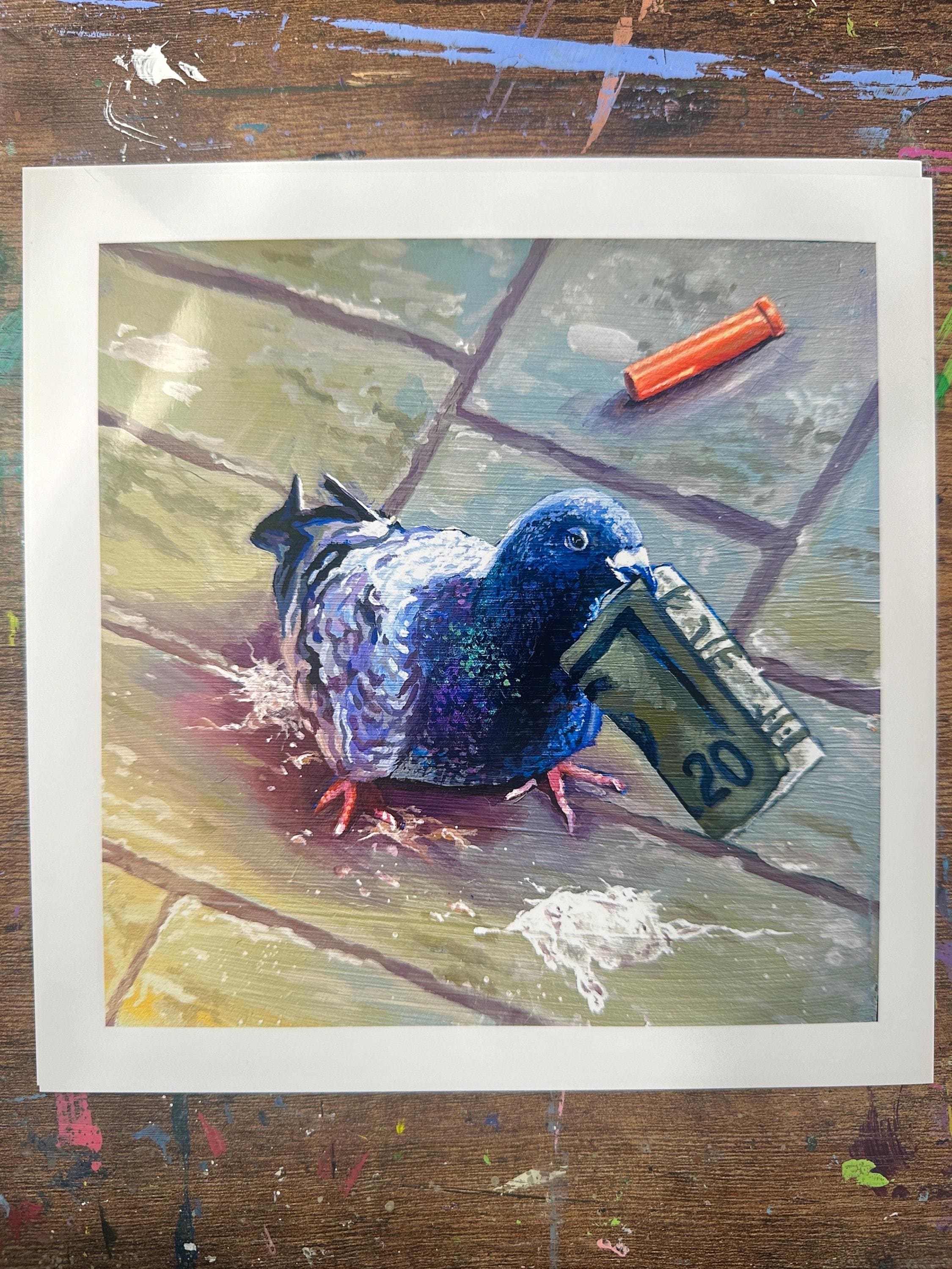 Art Print of Questionable Funny Pigeon: Bird Money & Drugs Poster - Etsy