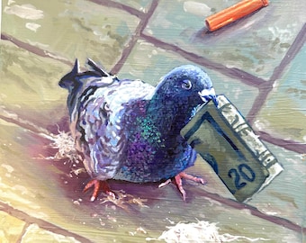Art Print of Being Alive is Expensive: Bird Money Drugs Pigeon Poster
