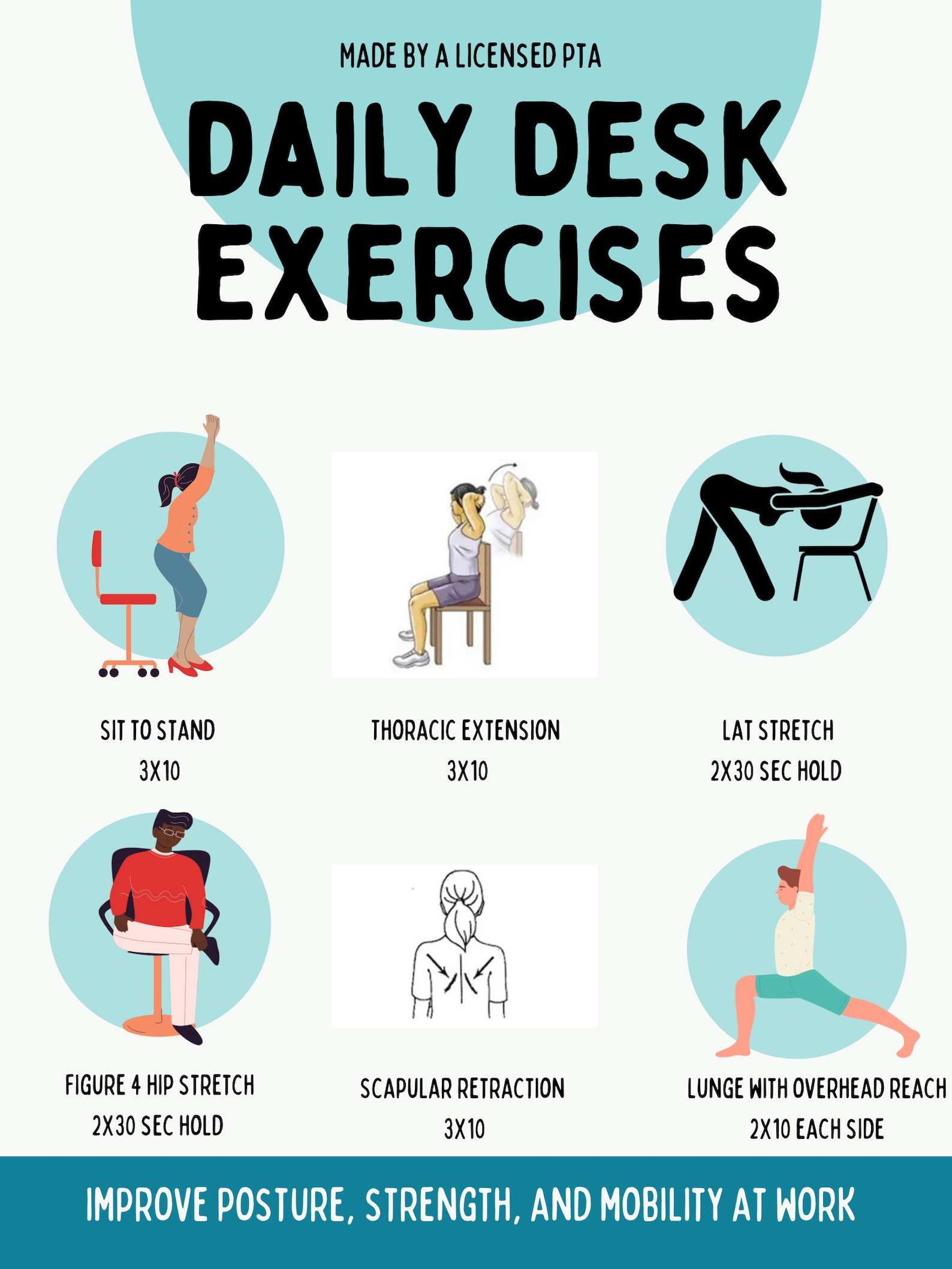 Exercise Poster. Desk Exercises. Daily Exercises. Improve Posture and ...