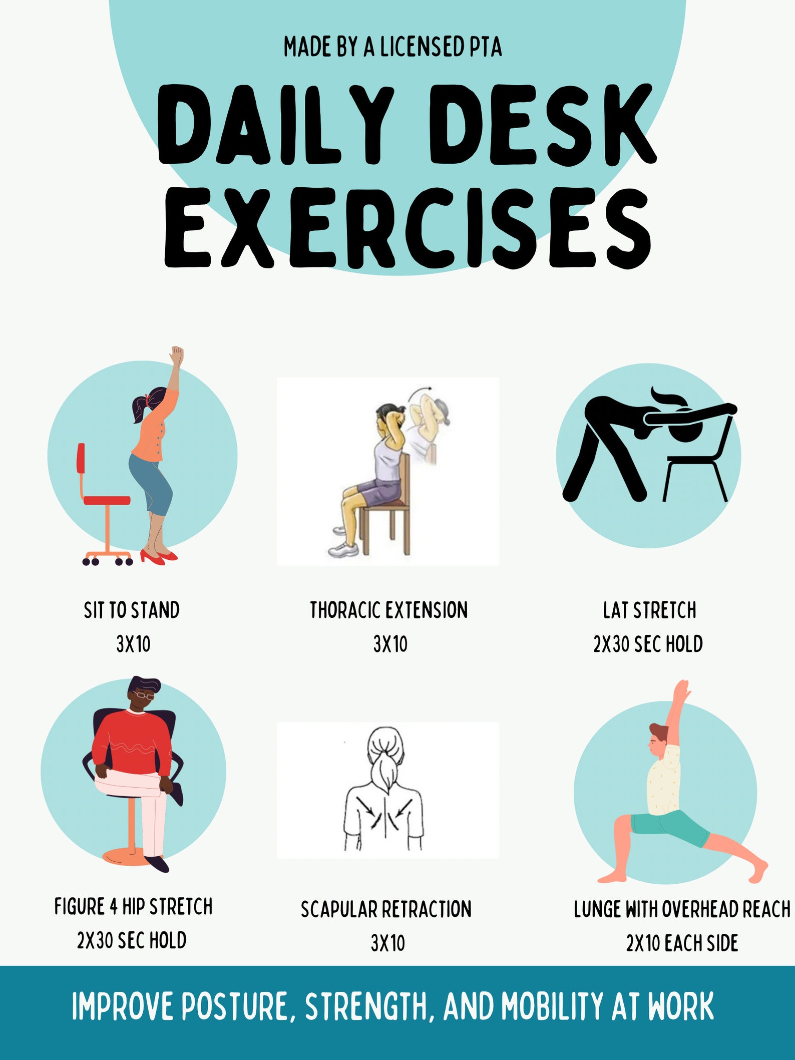 Exercise Poster Desk Exercises Daily Exercises Improve Posture And 