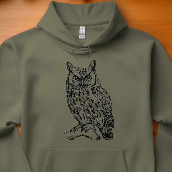 Owl Hoodie, Owl Sweatshirt, Bird Lover Hooded Sweatshirt, Animal Shirt, Loungewear, Bird of Prey Shirt