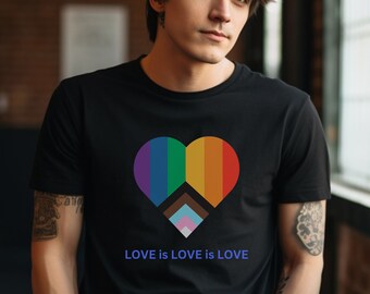 Progress Flag Heart T-shirt, Pride Flag Heart Tee, Progress Flag Shirt, LGBTQA+ Shirt