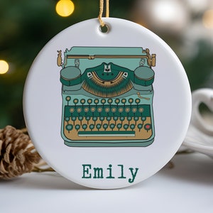 Personalized Writer Ornament, Custom Name Ornament for Writer, Vintage Typewriter, Christmas Ornamental, Christmas Ornament for Screenwriter