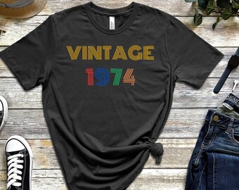 Vintage 1974 T-Shirt, 50th Birthday Tee, Born in 1974 Shirt, 50 Years Old T-Shirt, Unisex 50th Birthday Tee