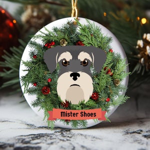 Gepersonaliseerde Schnauzer ornament, miniatuur Schnauzer kerstornament, gepersonaliseerd ornament, aangepaste hond moeder ornament