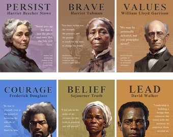 Abolitionisten druckbare Poster | Schwarze Geschichte Monat Klassenzimmer Dekor | Afroamerikanische Geschichtsklasse Art