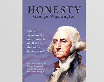 George Washington Printable Poster | Inspirational History Quote | Digital Print Wall Art | Educational Gallery Wall Poster