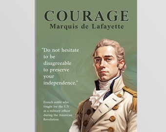 Lafayette Educational Printable Poster | Inspirational History Quote Digital Print Wall Art | American Revolutionary Hero