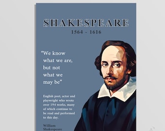 William Shakespeare Poster: English Classroom Decor (Digital Download)