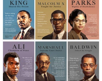 Civil Rights Leaders Poster Set, Black History Month Classroom Decor, African American Leaders Bulletin Board (Digital Download)
