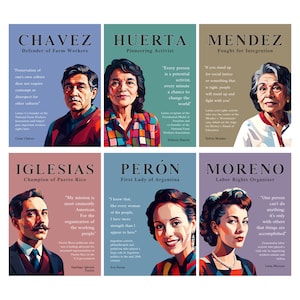 Hispanische Aktivisten druckbare Poster zum selbst ausdrucken (6x) | Lateinamerikanische Führer Klassenzimmer Wandkunst | Hispanic Monat des Kulturerbes Digitaldruck