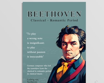 Beethoven Poster: Musik Klassenzimmer Dekor (Digitaler Download, PDF