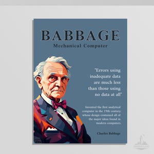 Charles Babbage Printable Poster | Famous Computer Scientist Wall Art | Comp Sci Classroom Decor | Computer Programming Gallery Wall