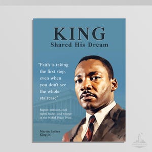 Martin Luther King Jr. Printable Poster | Famous Black Civil Rights Activist Wall Art | Black History Month Poster | MLK Digital Print
