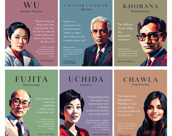 Asian Scientists Poster Set: STEM Classroom Decor (Digital Download)