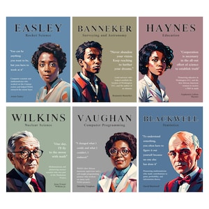 Famous Black Mathematicians Printable Poster Pack (6x) | Teacher - Math Classroom Decor Bundle | Math, Science, STEM, Black History Posters