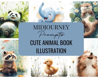 Cute Animal Book Illustration Prompts | Midjourney AI Art | Digital Art for Kids