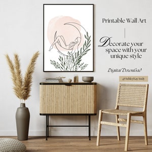 Moon Woman Botanical Printable Wall Art