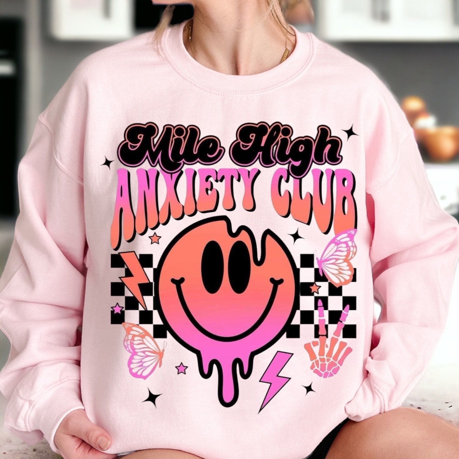 【GRAVER】23SS★ Elbow Checkerboard Dot Smile Sweatshirt DotDotSmile: SHOP NOW - Superior quality and kid-approved!