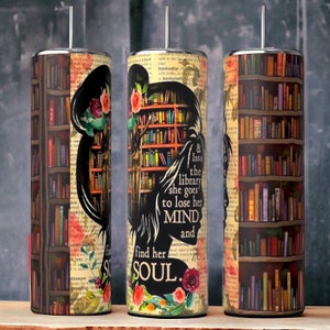 Book Lover Sublimated 20oz Stainless Steel Skinny Tumbler with Straw | Just a Girl Who Loves Books | Gift for Her | Gift for Mom | Reader