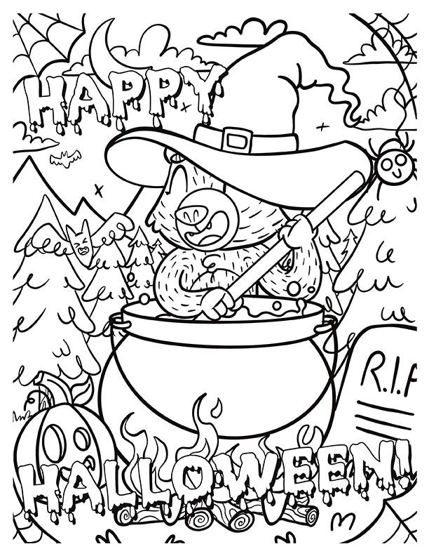 Cute Polar Bear Halloween Coloring Pages 6 Printable Pages Etsy