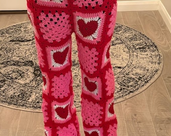 Patrón de pantalón de crochet con forma de corazón de abuela, para Galentines, San Valentín, festivales, hippies y bohemios (patrón en PDF)