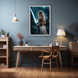 In Style from Luis Royo, poster (without frame) 70 x 100 cm, fighter, warrior, female fighter with sword