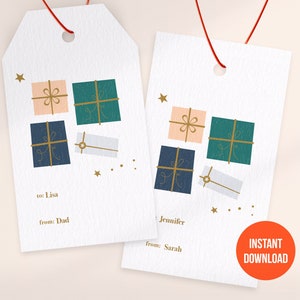Étiquette cadeau de Noël imprimable, étiquettes cadeaux de vacances, étiquette de Noël modifiable pour cadeaux, étiquette cadeau cadeau de Noël imprimable design élégant