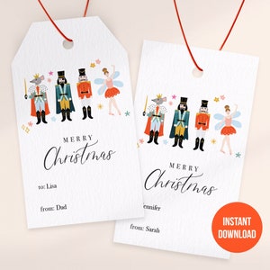 Printable Christmas Gift Tag, Nutcracker gift tag printable, Holiday gift tags, Editable Christmas Gift Tag, printable tags for present