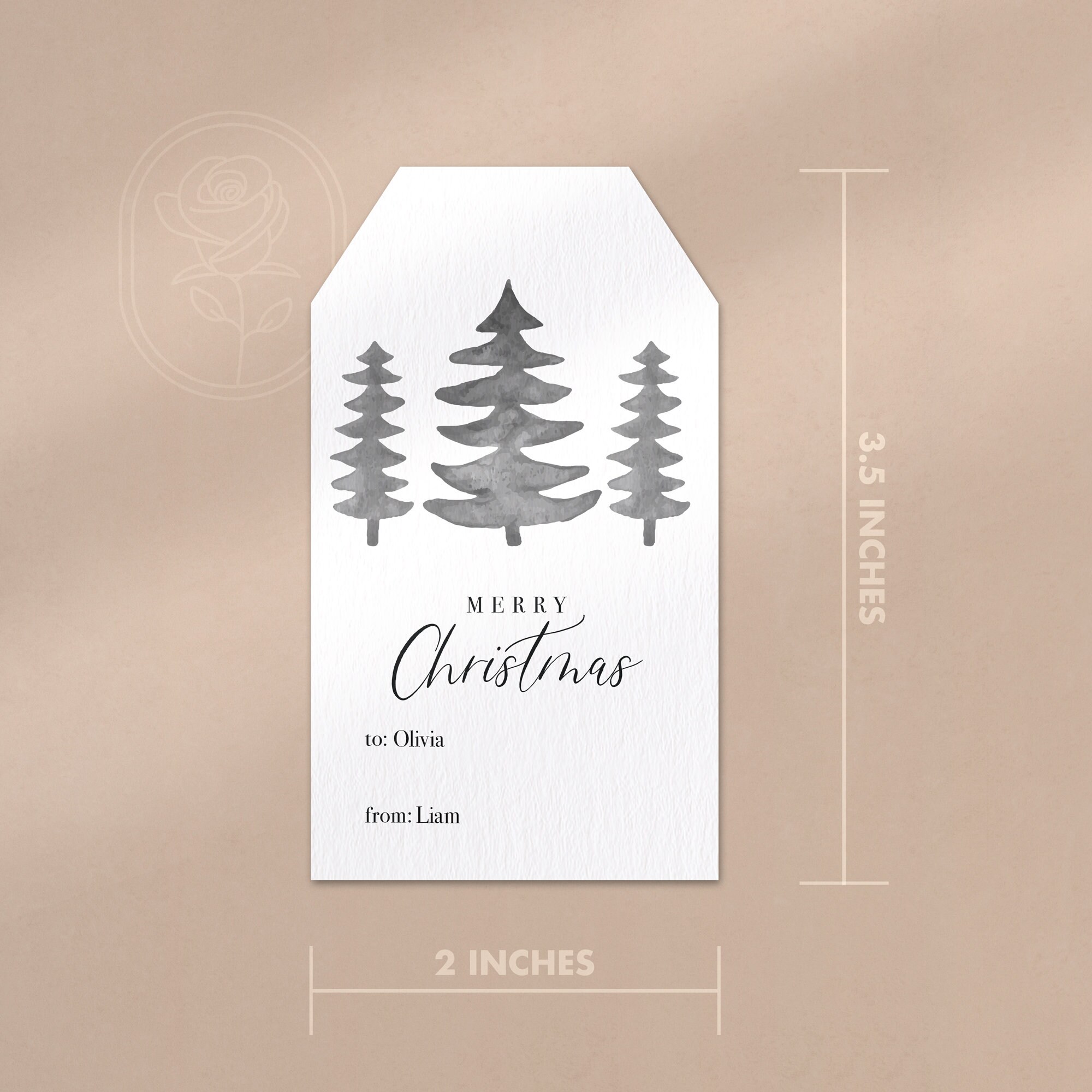 Printable Christmas Gift Tag, Watercolor Tree Gift Tag Printable ...