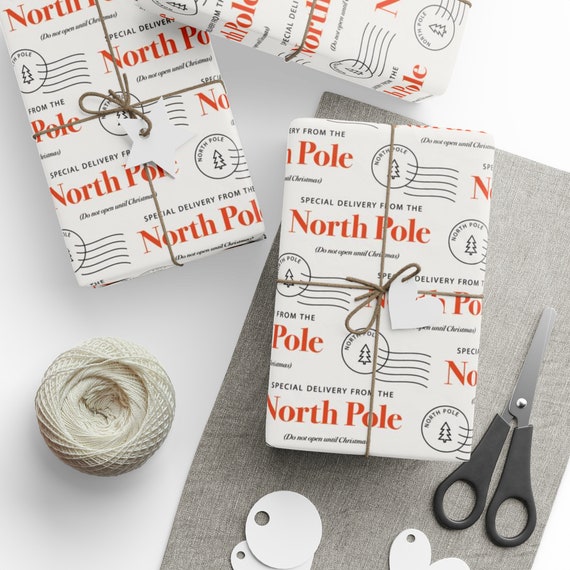 North Pole Special Delivery Wrapping Paper Roll, Black and White Santa Gift  Wrap, Secret Santa Wrapping, Gift From North Pole, Surprise 