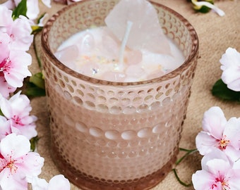 French Lilac pink crystal candle. ********CUSTOM CANDLE for ANNIE Sold****** Annie*****************