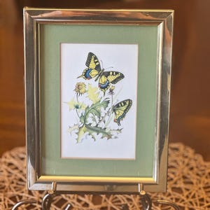 Vintage Butterfly Framed Art/MCM Insect Picture/Gold Frame Retro Art/Butterfly Wall Hanging Decor/Matted Professionally Framed Nature Art