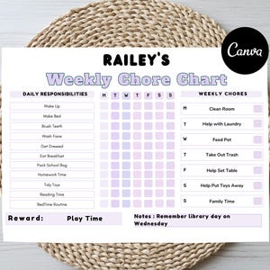 子供の毎日の家事表、カスタマイズ可能なビジュアルルーチン、編集可能な子供の家事表、子供の毎日のチェックリスト、子供の責任表