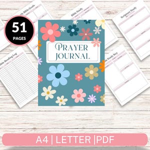 Prayer Journal Printable | Bible Study Guide | Gratitude Journal | Digital Bible Study Journal |  Daily Prayer Planner | Faith Based Journal