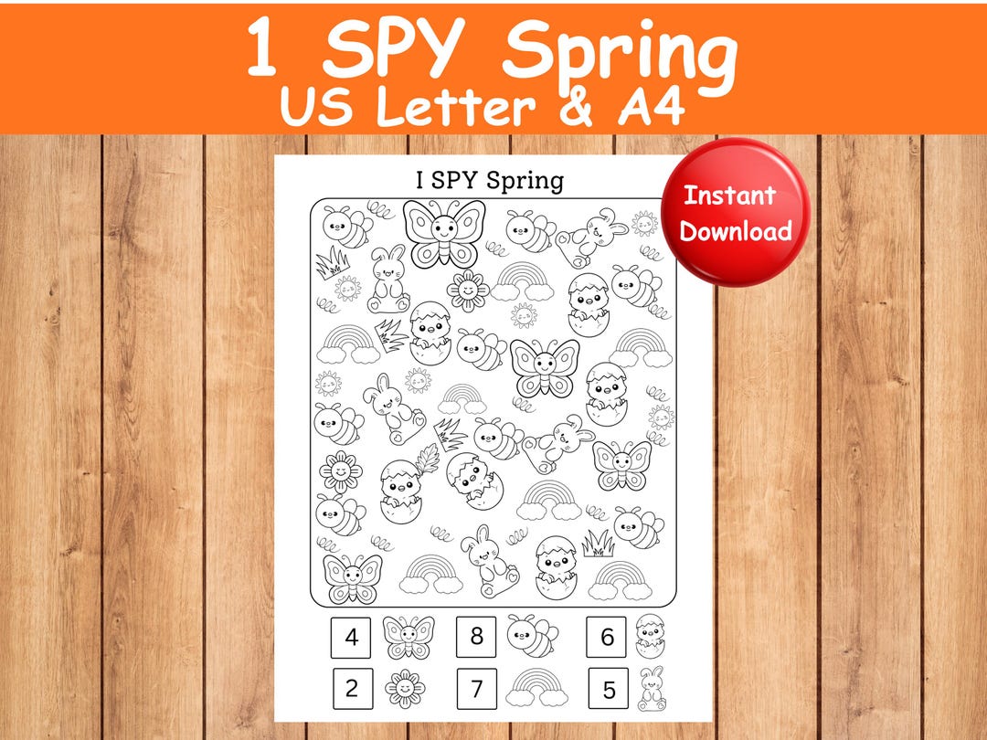 I Spy Spring Printable • Count and Color Worksheet • Preschool ...