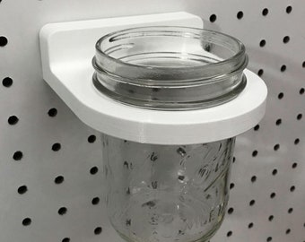 Mason Jar + Holder for Standard Pegboard