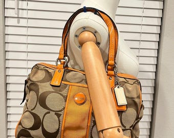 Coach Ergo Pleated Satchel, Y2K Signature Jacquard Bronze Leather