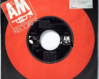 Herb Alpert 45 RPM - Diamonds / African Flame - A&M VG+ Jazz Funk