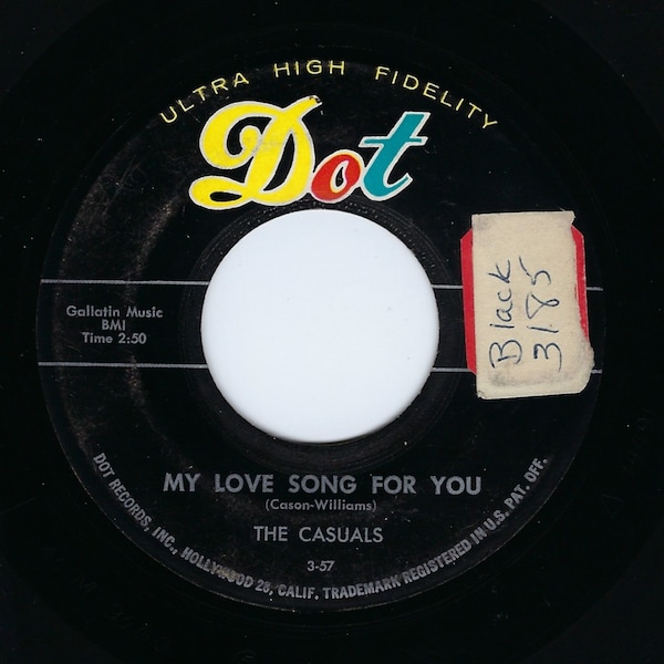 The Casuals ~ 45 Vinyl Record ~ My Love Song For You / Help Me