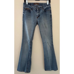 Vintage l.e.i. Women&#39;s Junior Jeans Flared Leg Low Rise Size 9 Faded Denim Y2K