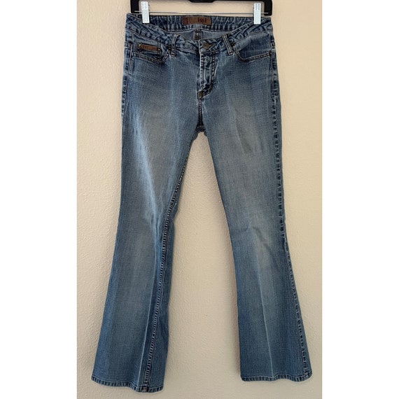 Vintage L.e.i. Women s Junior Jeans Flared Leg Low Rise Size 9 Faded Denim Y2K Etsy