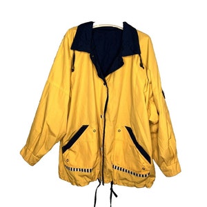 Vintage Men&#39;s Current Seen Reversible Windbreaker Jacket Navy Blue Yellow Size L