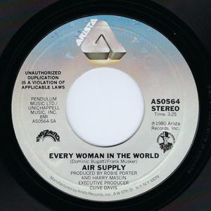 Air Supply 45 Cada mujer del mundo para mí / Mi mejor amiga en Arista M- Soft Rock &#39;80