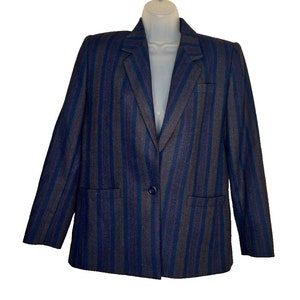 Vintage Stirling Cooper Petite Women's Blazer Size 4/5 Purple Brown Blue Stripes