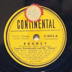 Timme Rosenkrantz & His Barons 78 RRPM - Bouncy / Blue At Dawn - Continental V-V+