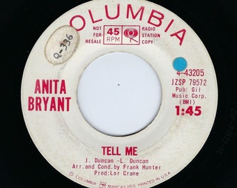 Anita Bryant ~ 45 Vinyl Record Promo ~ Tell Me / I Don't Understand