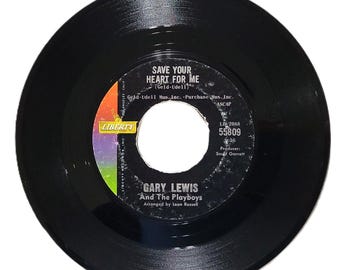 Gary Lewis & Playboys 45 RPM: Save Your Heart For Me, 1965 Liberty VG