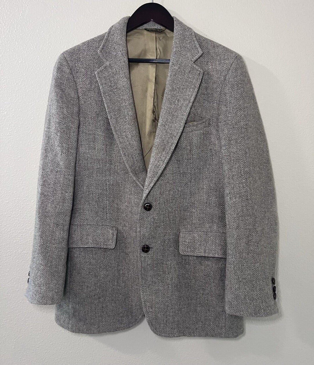 Vintage John Weitz Men's Wool Tweed Herringbone Blazer Etsy